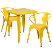 Flash Furniture CH-31330-2-70-YL-GG Metal Table Set in Yellow